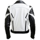 LJM005 Men’s White & Black Genuine Sheepskin Moto Biker Leather Jacket – Slim Fit Quilted Casual Coat