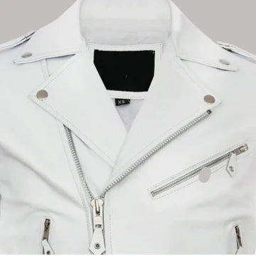 LJM0063 Men’s White Premium Leather Jacket – Sheep Leather, Slim Fit & Timeless Classic Style