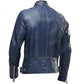 LJM0064 Men’s Navy-Blue Café Racer Leather Jacket – Genuine Leather, Classic Biker Style & Zip-Cuff Finish