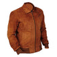LJM0065 Men’s Brown Classic Suede Leather Jacket – Ribbed Vintage Coat, Premium Slim Fit & Everyday Style