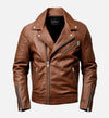 LJM0067 Men’s Classic Brown Biker Leather Jacket – Premium Vintage Motorcycle Style with Zippered Pockets & Durable Leather