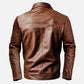 LJM0067 Men’s Classic Brown Biker Leather Jacket – Premium Vintage Motorcycle Style with Zippered Pockets & Durable Leather