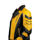 LJM0068 Men’s Premium Black & Yellow Sheepskin Biker Jacket | Bold Moto Design | Multi-Pocket | Asymmetrical Zipper