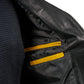 LJM0068 Men’s Premium Black & Yellow Sheepskin Biker Jacket | Bold Moto Design | Multi-Pocket | Asymmetrical Zipper