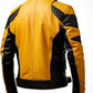 LJM0069 Handmade Yellow & Black Sheepskin Motorcycle Jacket for Men | Ribbed Motorcycle Bomber | Street-Style Biker Jacket