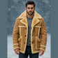 MFC009  Men's REAL 100% Sheepskin Leather Genuine Shearling Fur Marlboro Trench Biker Coat Jacket
