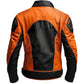 LJM0070 Men's Handmade Orange & Black Genuine Sheepskin Motorcycle Jacket | Bold Street-Biker Style | Premium Unisex Outerwear (XS–6XL)