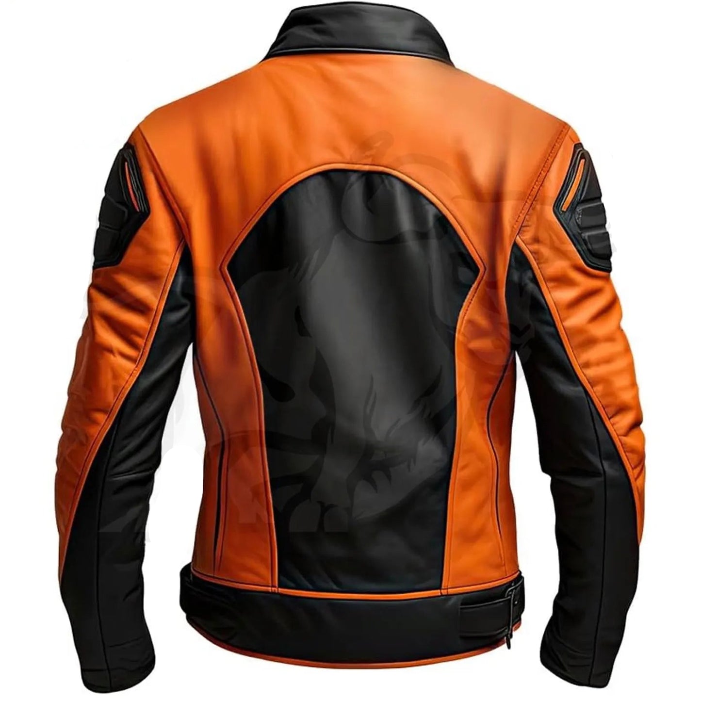 LJM0070 Men's Handmade Orange & Black Genuine Sheepskin Motorcycle Jacket | Bold Street-Biker Style | Premium Unisex Outerwear (XS–6XL)