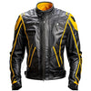 LJM0072 Premium Yellow-Black Contrast Leather Jacket  For Men's Urban Streetwear, Bold Biker-Style Fashion Outerwear