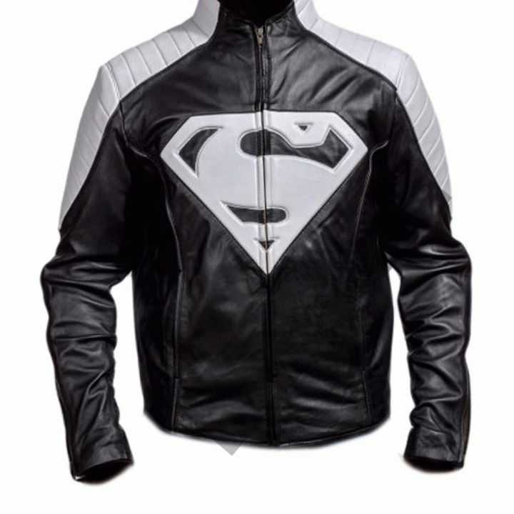 LJM0074 Men’s Black & Grey “Small Ville” Jacket – Real Real Leather, Iconic Superman Style Outerwear
