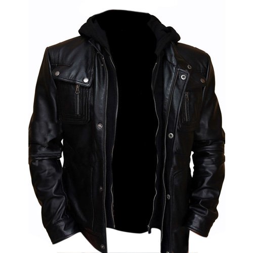 LJM0075 Men’s Premium Hooded Winter Leather Jacket – Warm, Lightweight & Outerwear for Everyday Use Coat