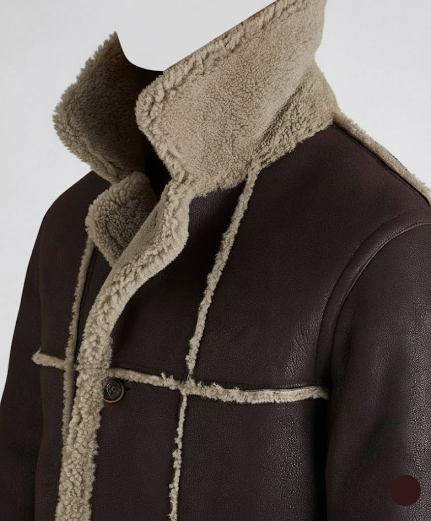 FJM0019 Men’s Premium Winter Fur Jacket – Luxury Warm Lined Long Jacket Inspired by Iconic Vintage Styles Coat