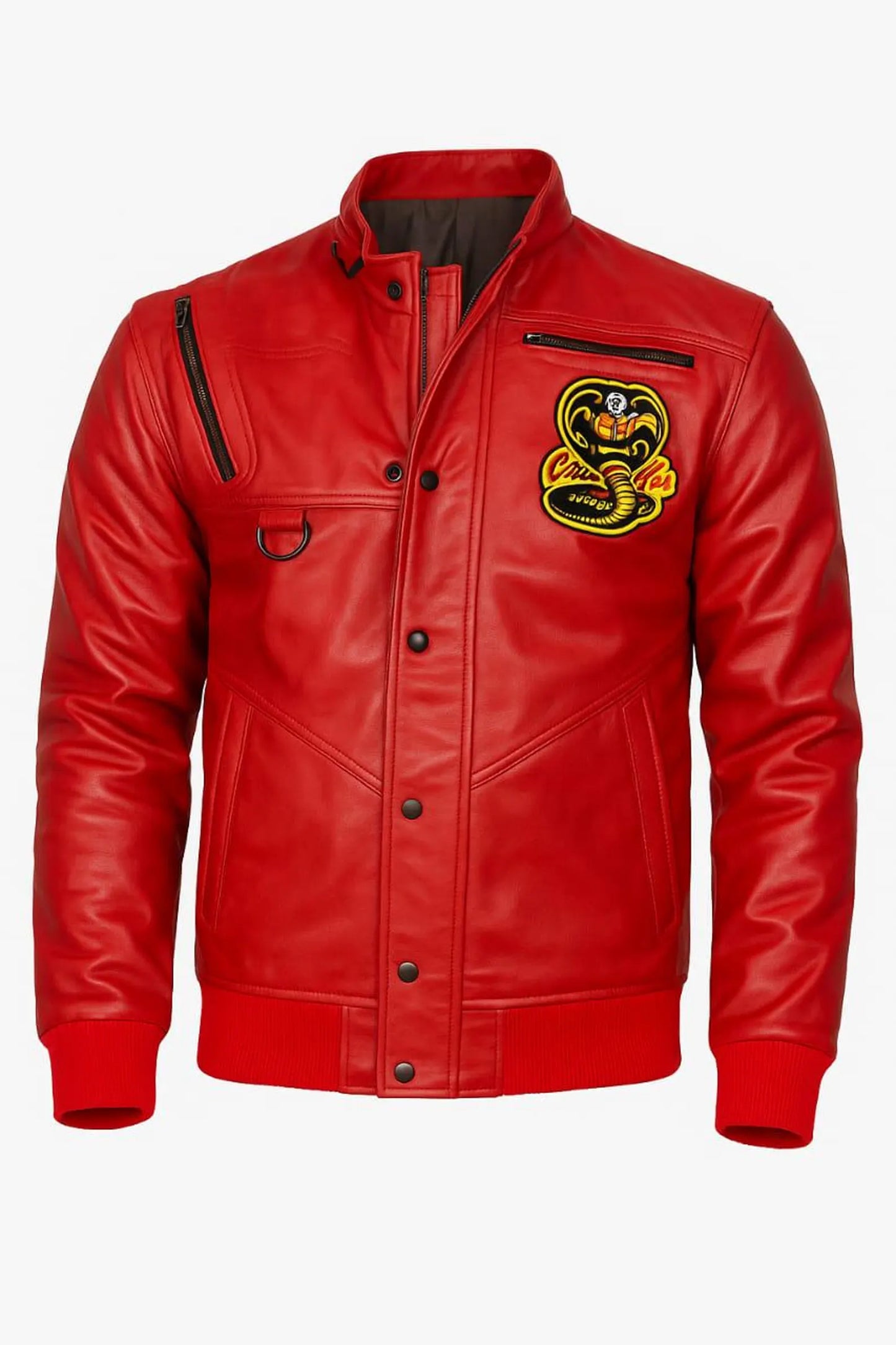 LJM0079 Men's Cobra Kai Red Classic Jacket Inspired By Johnny Lawrence | Men’s Faux Leather Biker Jacket