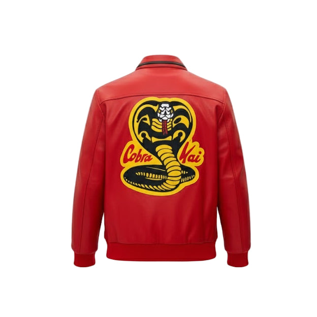 LJM0079 Men's Cobra Kai Red Classic Jacket Inspired By Johnny Lawrence | Men’s Faux Leather Biker Jacket