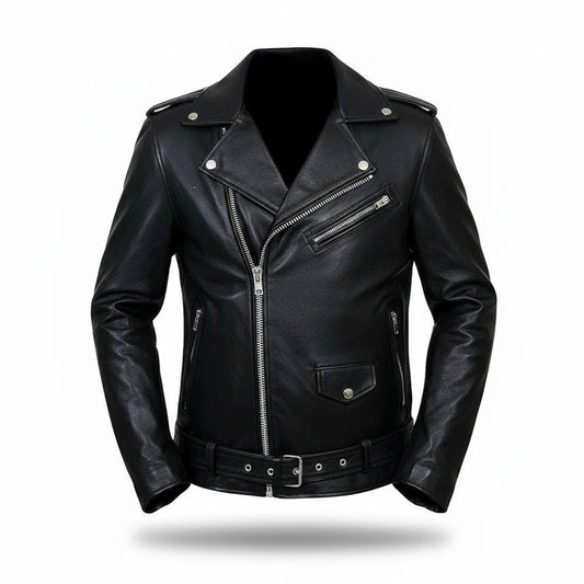 LJM0084 Men’s Vintage-Style Café Racer Black Biker Leather Jacket | Premium Genuine Leather Moto Jacket