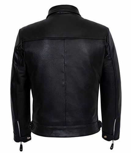 LJM0085 Men’s Classic Black Leather Harrington-Style Moto Jacket | Premium Genuine Leather Biker Jacket