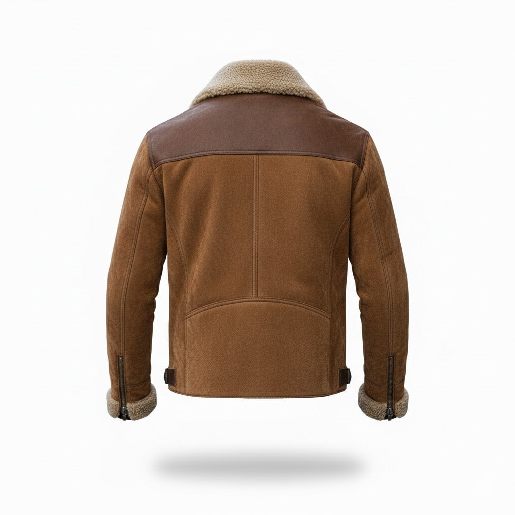 LJM0086 Men’s Premium Suede Interceptor Jacket – Genuine Leather Bomber with Fur-Lined Comfort & Tailored Fit