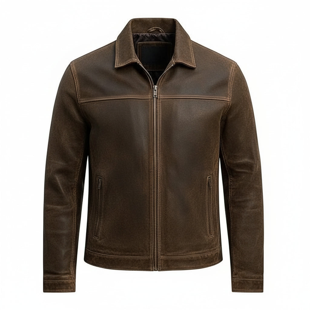 LJM0088 Men's Jacket – Premium Urban Bomber in Brown, Black & green | Versatile Leather-Look Outerwear Coat