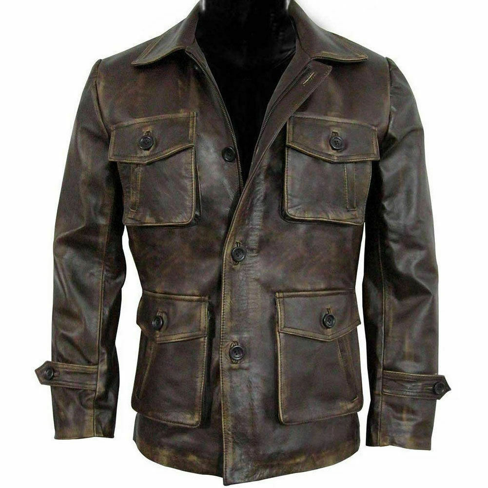 LJM008 Men's Dean Winchester Supernatural Vintage Distressed Brown Real Leather Jacket