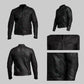 LJM009 Men’s Black Cafe Racer Genuine Leather Jacket – Classic Motorcycle Biker Slim Fit Outerwear
