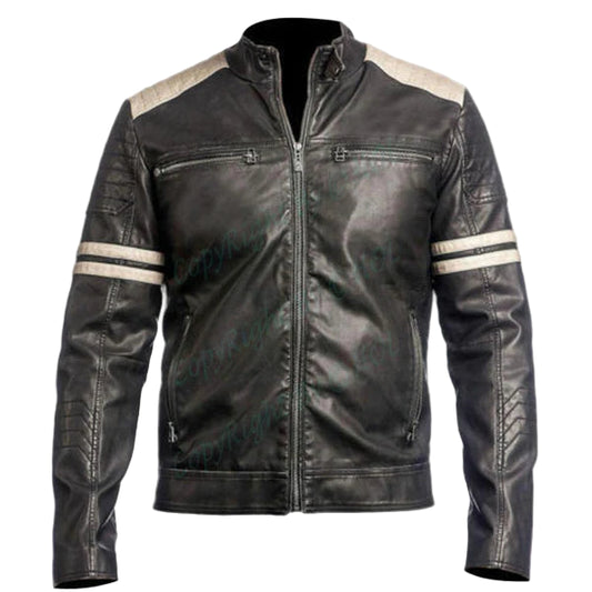 LJM012 Men’s Cafe Racer Black Vintage Retro Genuine Leather Biker Jacket – 2020 Edition
