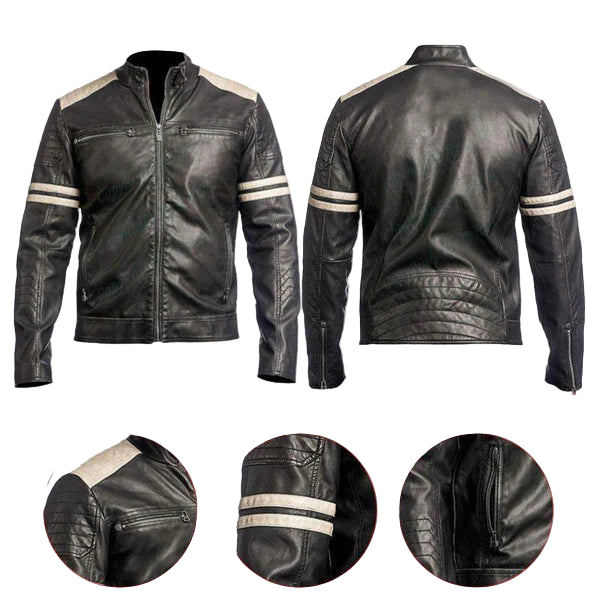 LJM012 Men’s Cafe Racer Black Vintage Retro Genuine Leather Biker Jacket – 2020 Edition