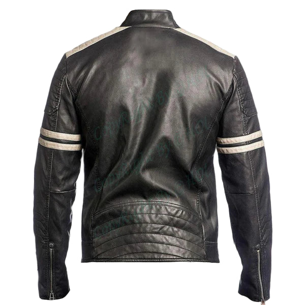 LJM012 Men’s Cafe Racer Black Vintage Retro Genuine Leather Biker Jacket – 2020 Edition
