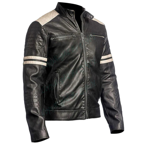 LJM012 Men’s Cafe Racer Black Vintage Retro Genuine Leather Biker Jacket – 2020 Edition