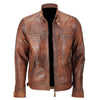 LJM013 Men’s Quilted Vintage Distressed Café Racer Motorcycle Real Leather Jacket – Classic Biker Style