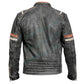 LJM016 Men’s Retro 2 Vintage Black Café Racer Distressed Motorcycle Real Leather Jacket