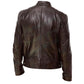 LJM017 Men’s Vintage Brown Café Racer Retro Biker Real Leather Jacket – Stylish Distressed Cowhide