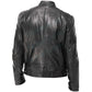 LJM018 Men’s Vintage Café Racer Black Real Leather Biker Jacket – Retro Moto Style