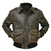 LJM019 Men’s Brown Aviator Distress A-2 Bomber Flight Real Leather Jacket – Vintage Pilot Style