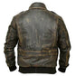 LJM019 Men’s Brown Aviator Distress A-2 Bomber Flight Real Leather Jacket – Vintage Pilot Style