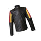 FJLM004 Men’s German Flag Brown Real Cowhide Leather Biker Jacket – Patriotic Sleeve Design