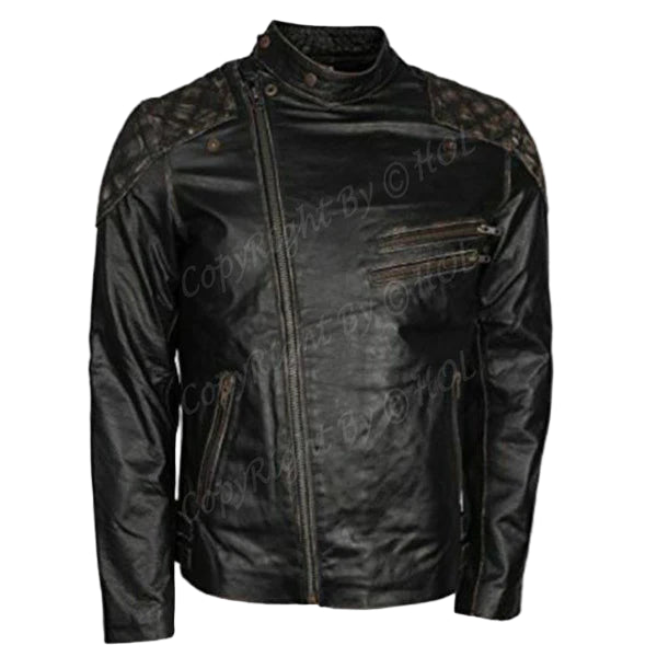 LJM023 Men’s Motorcycle Fashion Skull Vintage Brown Biker Real Leather Jacket – Ride With Attitude