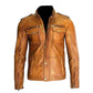 LJM024 Men’s Motorcycle Real Leather Tan Brown Distressed Biker Jacket – M025 Vintage Moto Style