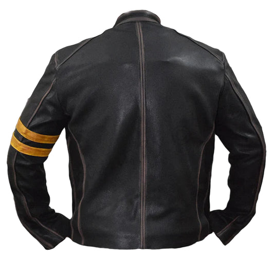 LJM026 Men’s Biker Support Distressed Café Racer Black Retro Real Leather Jacket –