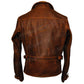 LJM028 Men’s Captain America “The First Avengers” Distressed Brown Real Leather Biker Jacket