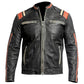 LJM029 Men’s Café Racer Retro 3 Vintage Distressed Black Real Leather Biker Jacket
