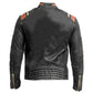 LJM029 Men’s Café Racer Retro 3 Vintage Distressed Black Real Leather Biker Jacket