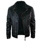 LJM031 Men’s 100% Genuine Solid Black Leather Jacket + Free Authentic Leather Wallet Bundle