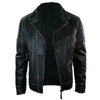 LJM031 Men’s 100% Genuine Solid Black Leather Jacket + Free Authentic Leather Wallet Bundle