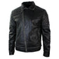 LJM031 Men’s 100% Genuine Solid Black Leather Jacket + Free Authentic Leather Wallet Bundle