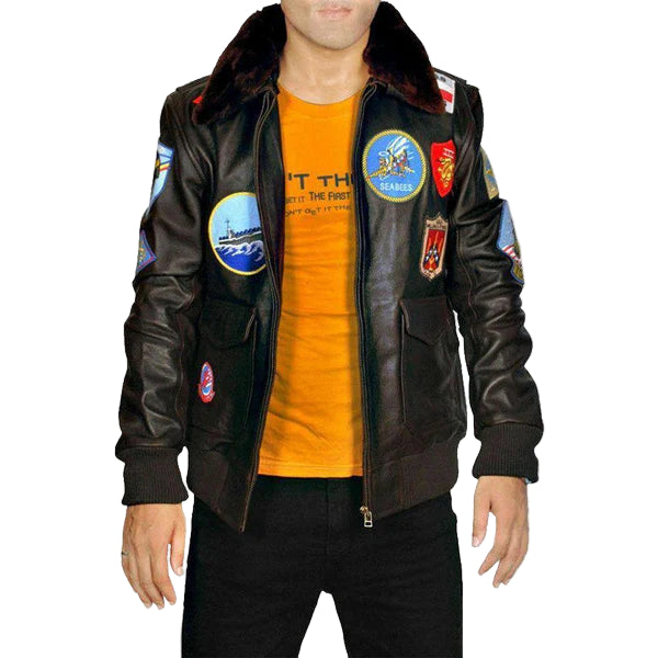 LJM033 Top Gun Maverick G-1 Flight Bomber Jacket – Tom Cruise Inspired Real Sheepskin Leather Aviator Coat