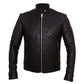 LJM034 Men’s Quilted Black Café Racer Real Leather Biker Jacket–Premium Motorcycle Style