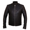 LJM034 Men’s Quilted Black Café Racer Real Leather Biker Jacket–Premium Motorcycle Style