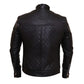 LJM034 Men’s Quilted Black Café Racer Real Leather Biker Jacket–Premium Motorcycle Style
