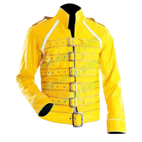 LJM0005 Men’s “Freddie Mercury Wembley Concert” Faux Leather – Yellow Edition UK Stock