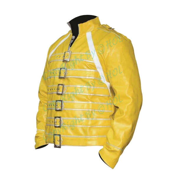 LJM0005 Men’s “Freddie Mercury Wembley Concert” Faux Leather – Yellow Edition UK Stock